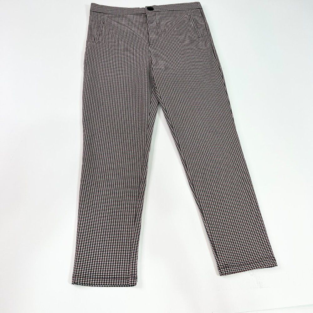 Zara Womens Multicolor Houndstooth Pockets Straight Dress Pants Size‎ XL Preppy